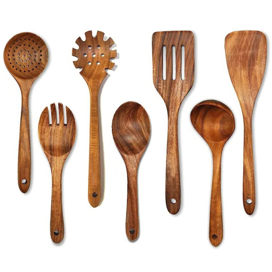Natural Teak Wood Kitchen Utensil Collection