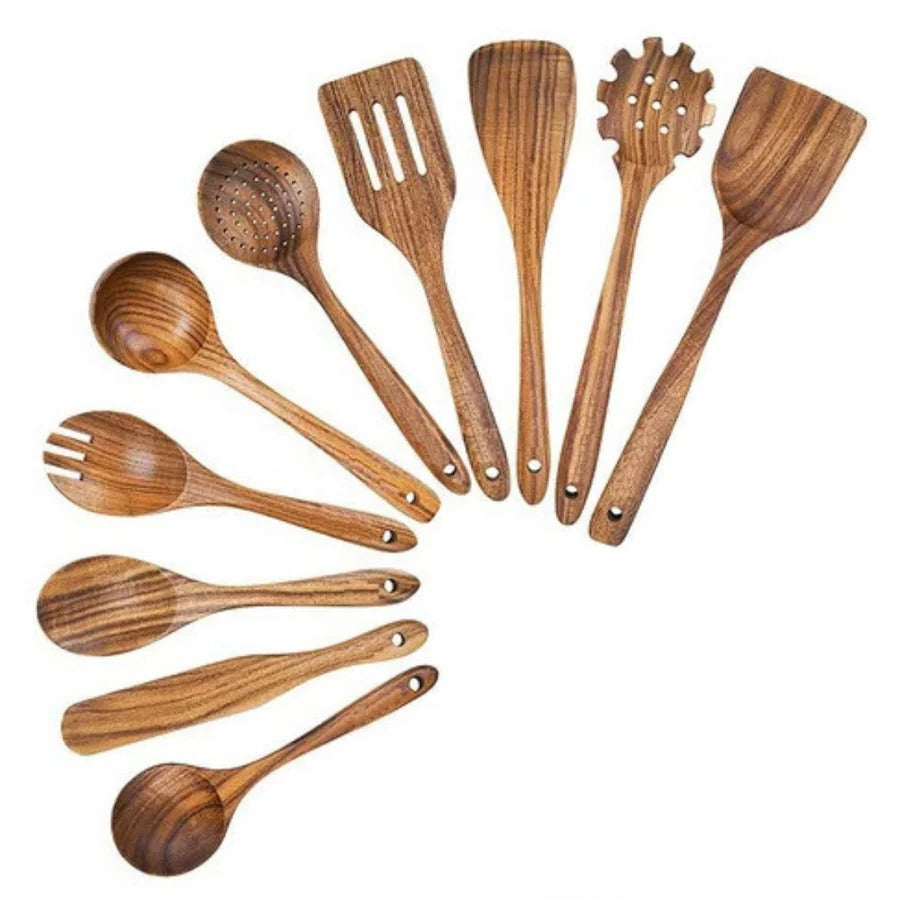 Natural Teak Wood Kitchen Utensil Collection