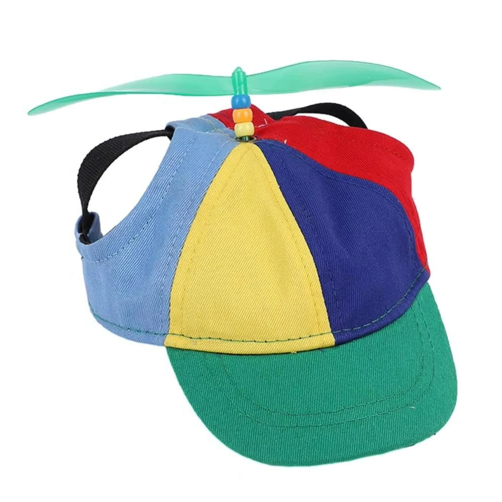 Whimsical Pet Cap Featuring Propeller Motif