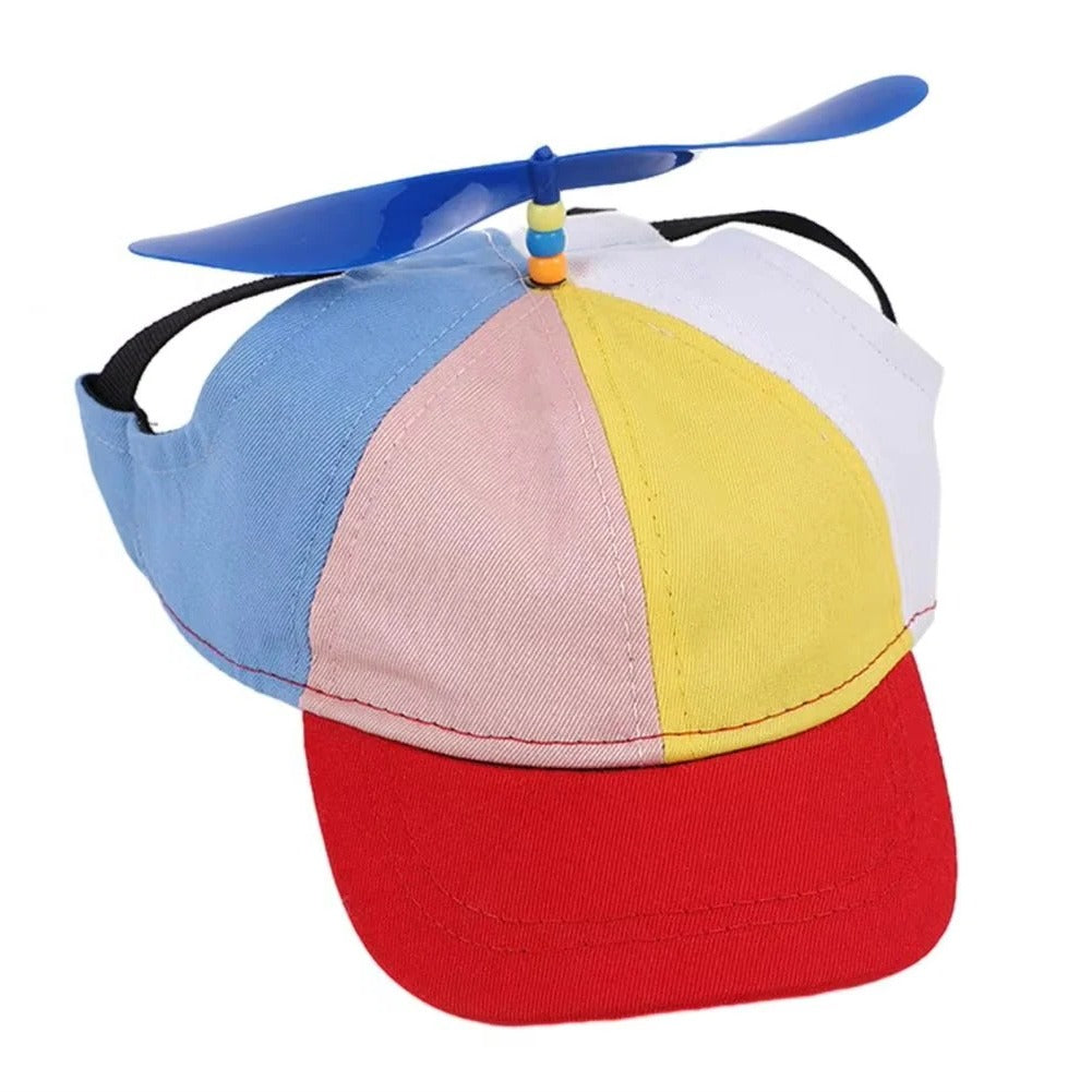 Whimsical Pet Cap Featuring Propeller Motif