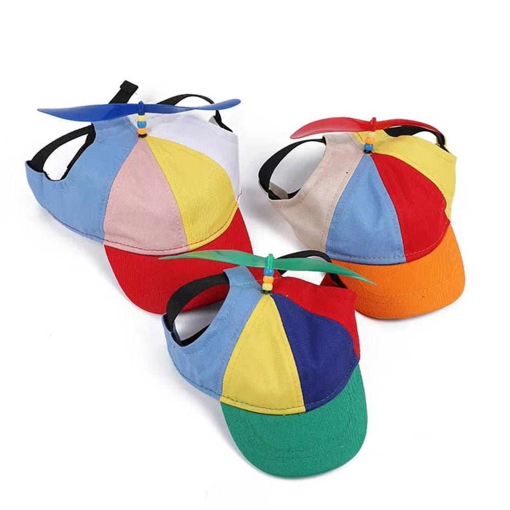 Whimsical Pet Cap Featuring Propeller Motif
