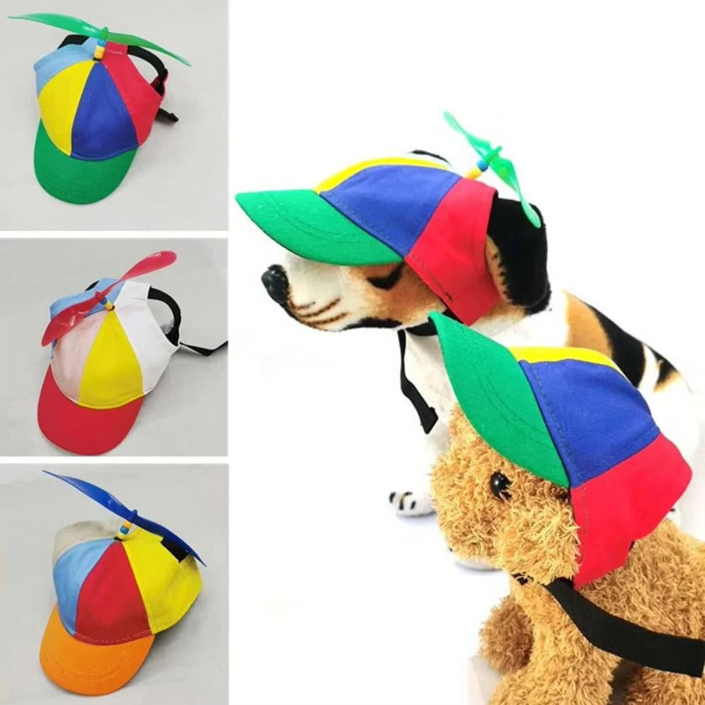 Whimsical Pet Cap Featuring Propeller Motif