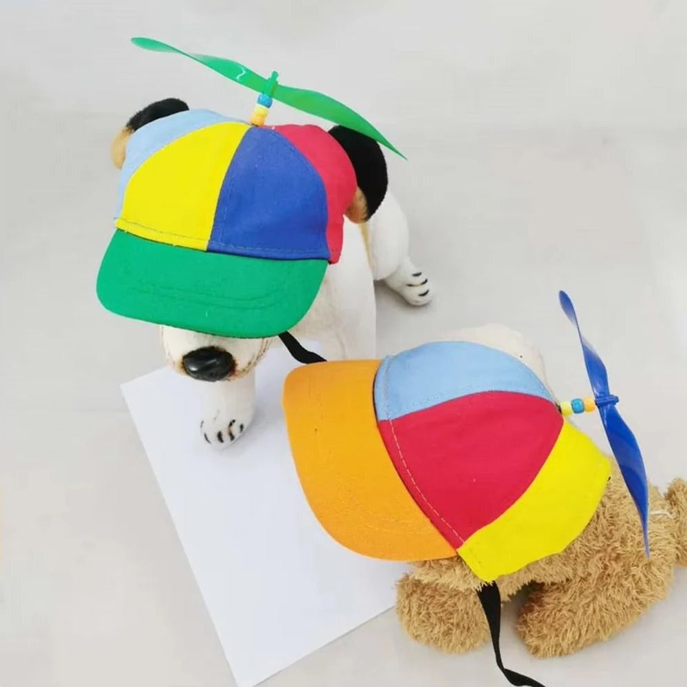 Whimsical Pet Cap Featuring Propeller Motif