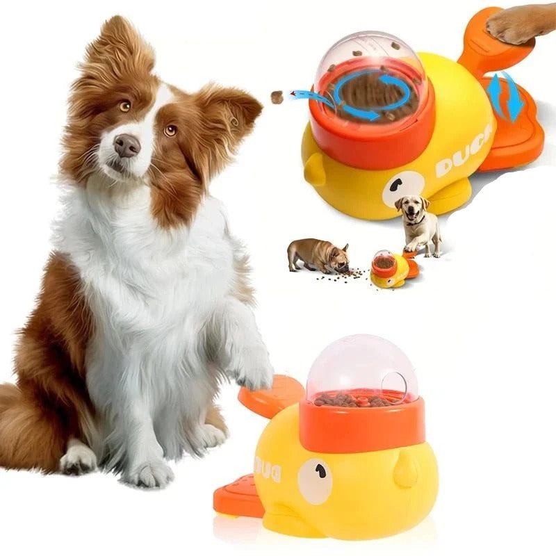 Interactive Pet Puzzle Toy - Cartoon Duck Dog Food Dispenser