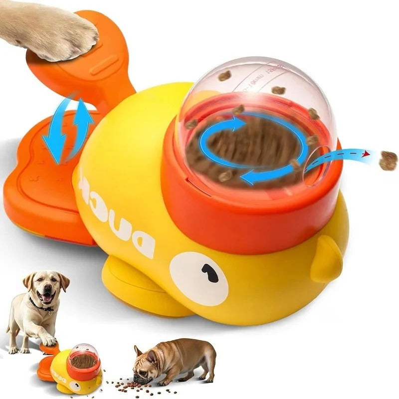 Interactive Pet Puzzle Toy - Cartoon Duck Dog Food Dispenser