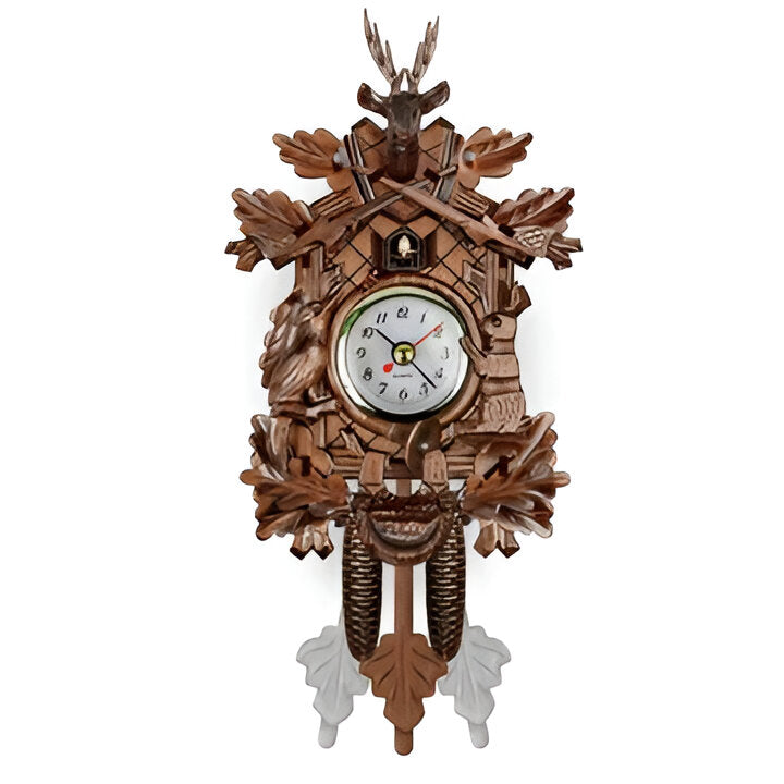 Retro Wooden Style Wall Clock with Cuckoo Mechanism
