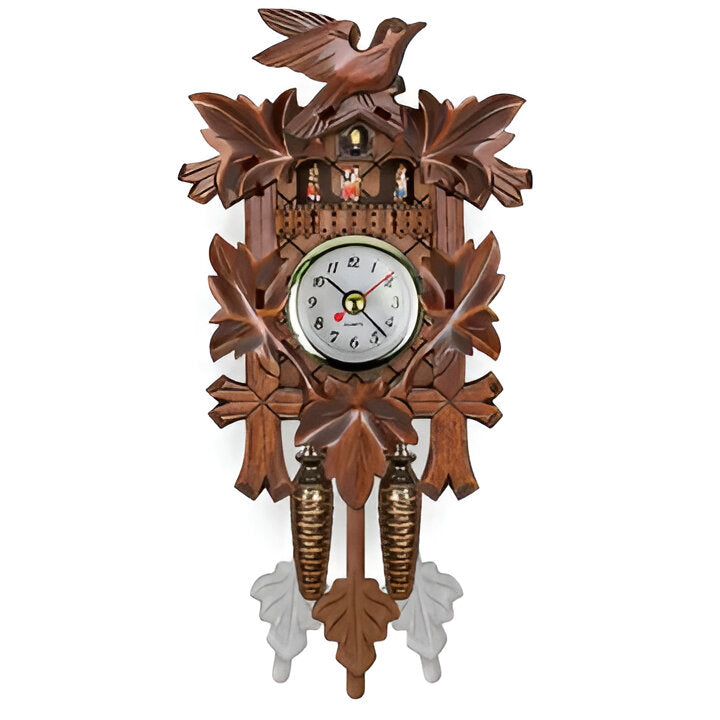 Retro Wooden Style Wall Clock with Cuckoo Mechanism