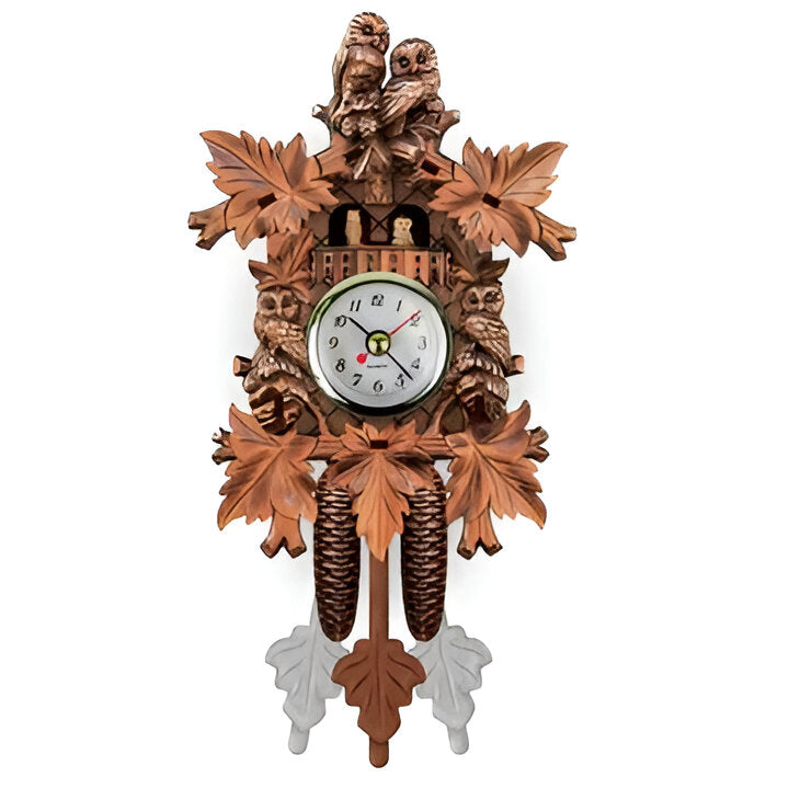 Retro Wooden Style Wall Clock with Cuckoo Mechanism