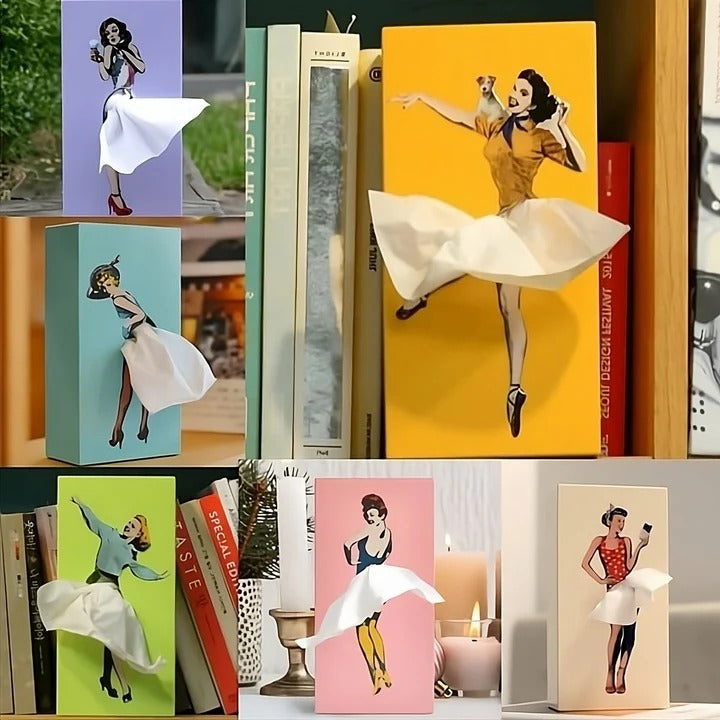 Tissue Holder with Weighted Base and Lifted Skirt Style
