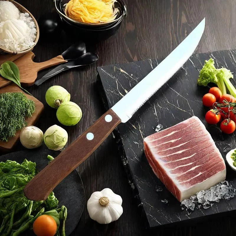 Wooden Handle Steak Knives in Stainless Steel Set