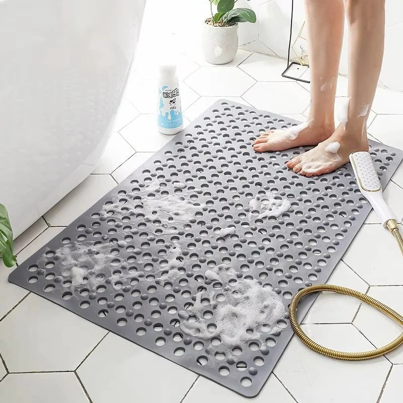 Square Shower Mat with Strong Suction Cups and Drainage Holes
