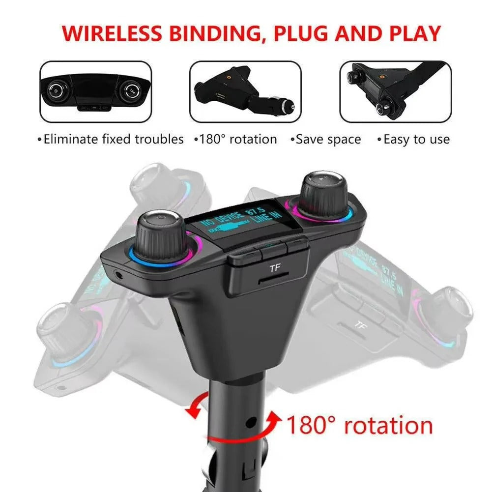 Car Radio Transmitter with Bluetooth 5.0, LED Screen, Dual USB Ports