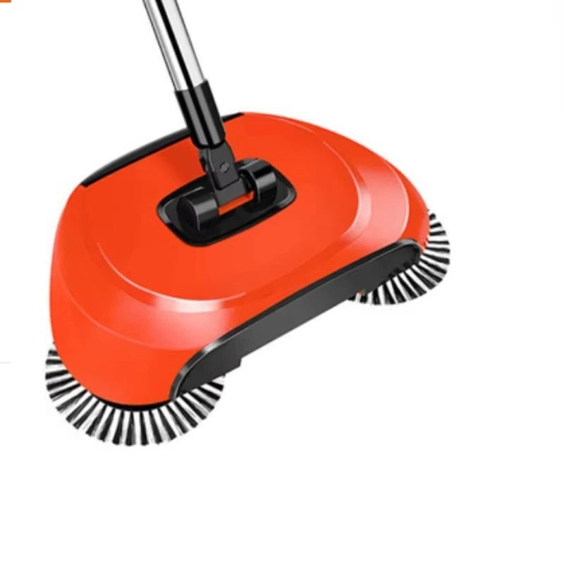 3-in-1 Push Broom Set with Dustpan and Scraper - Stainless Steel