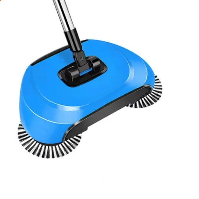 3-in-1 Push Broom Set with Dustpan and Scraper - Stainless Steel