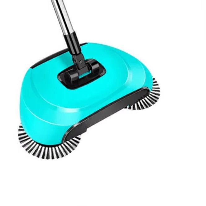3-in-1 Push Broom Set with Dustpan and Scraper - Stainless Steel