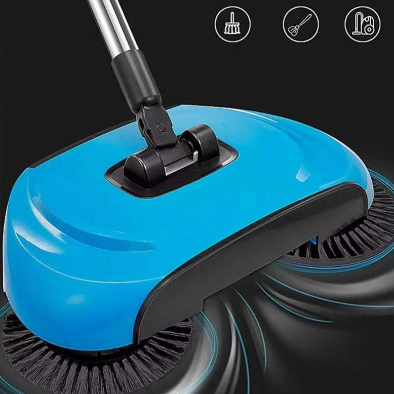 3-in-1 Push Broom Set with Dustpan and Scraper - Stainless Steel