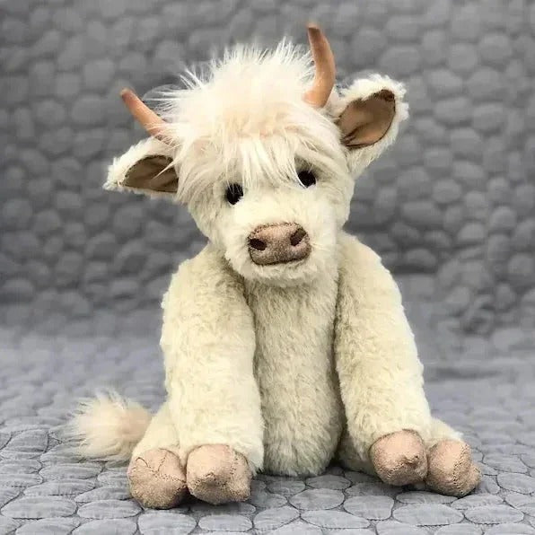 Floral Headpiece Highland Cow Plush Toy - Handmade Soft Toy