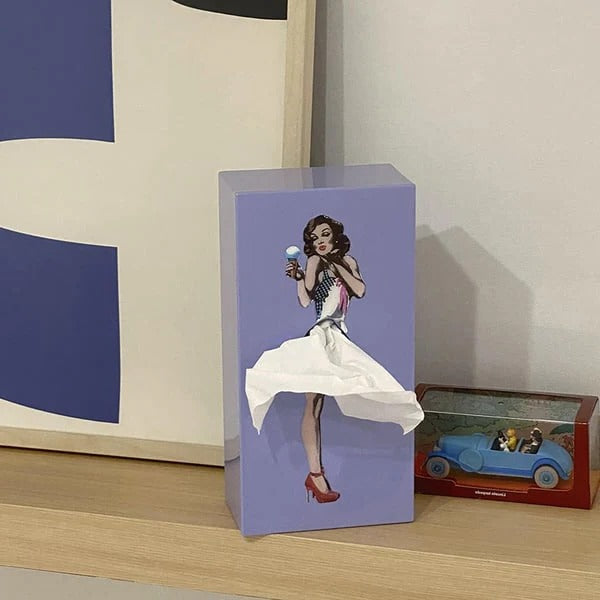 Decorative Tissue Box Cover in Creative Figure Design with Flying Skirt