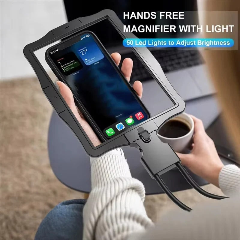 LED Magnifying Glass with 5X Zoom Lens – Hands-Free Design