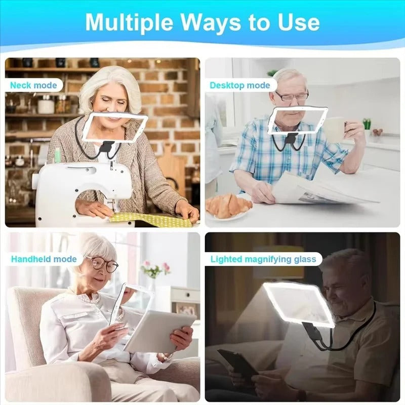 LED Magnifying Glass with 5X Zoom Lens – Hands-Free Design