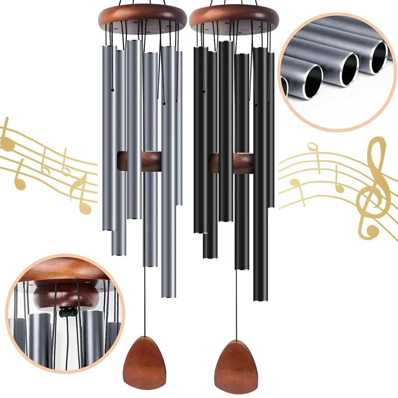 Outdoor Hanging Wind Chimes in Aluminum and Wood Materials