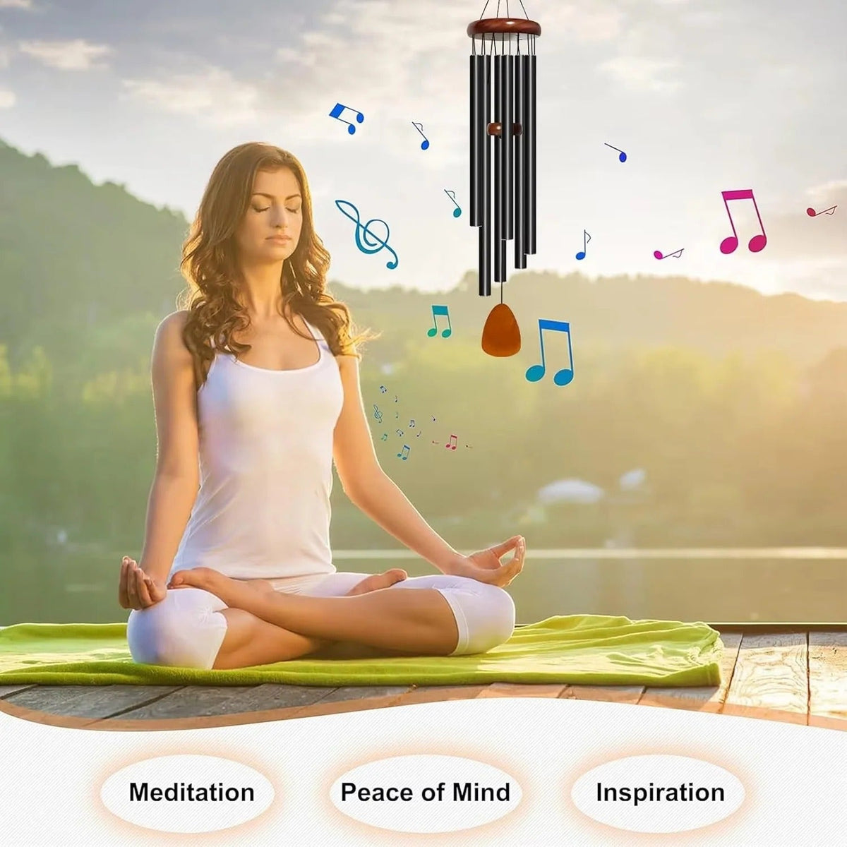 Outdoor Hanging Wind Chimes in Aluminum and Wood Materials