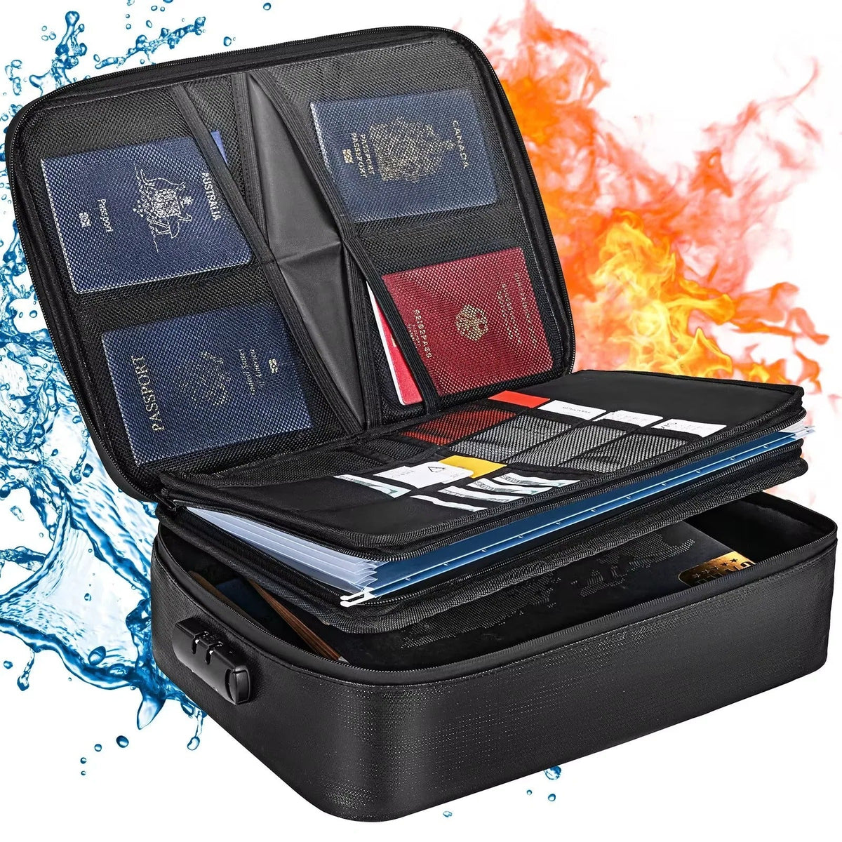 Document Organizer for Travel with Zipper and Various Compartments