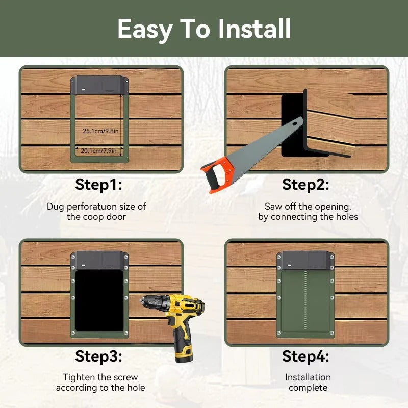 Weatherproof Automatic Chicken Coop Door with Light Sensor