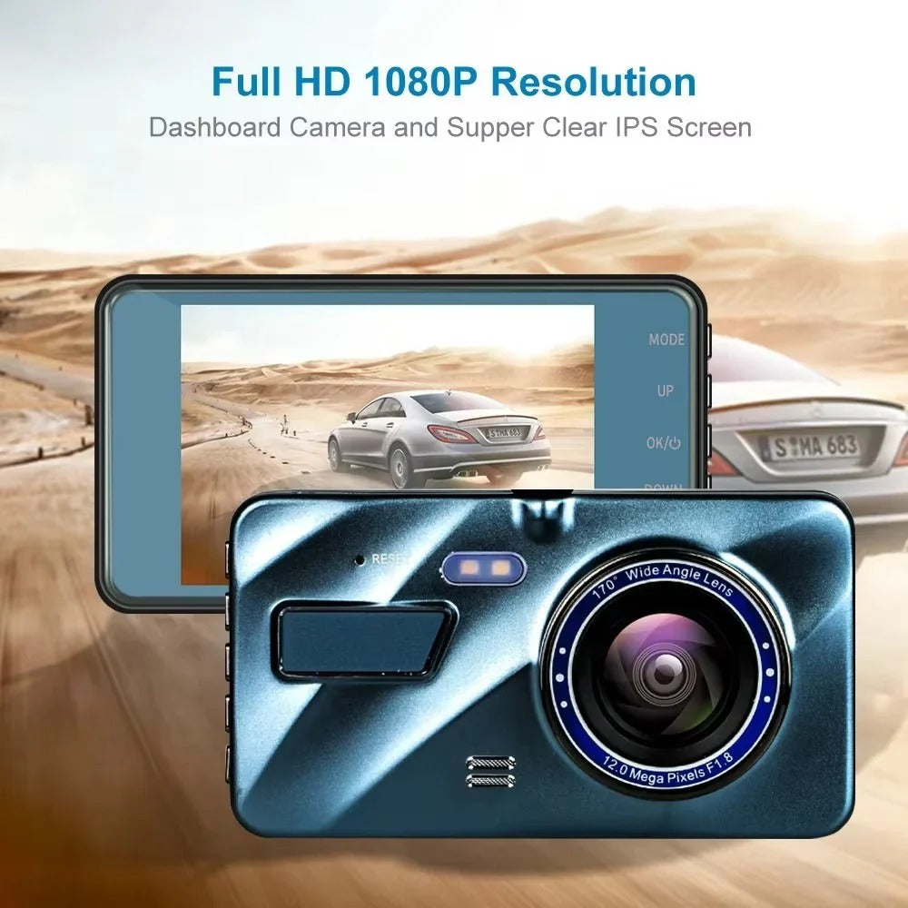 1080P Night Vision Dual Lens Dash Cam for Front and Rear with Loop Recording