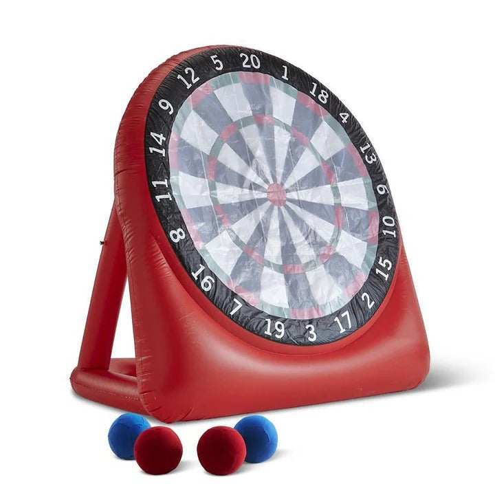 Soccer Dartboard Game Set with Inflatable Board, Pump, Balls, and Bag