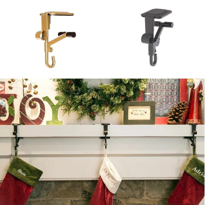 Stocking and Garland Holder for Fireplace Mantel - Adjustable Decor