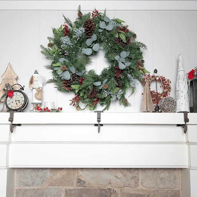 Stocking and Garland Holder for Fireplace Mantel - Adjustable Decor