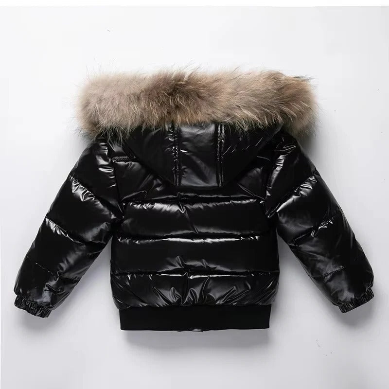 Waterproof Winter Coat for Kids with Fur Hood Trim
