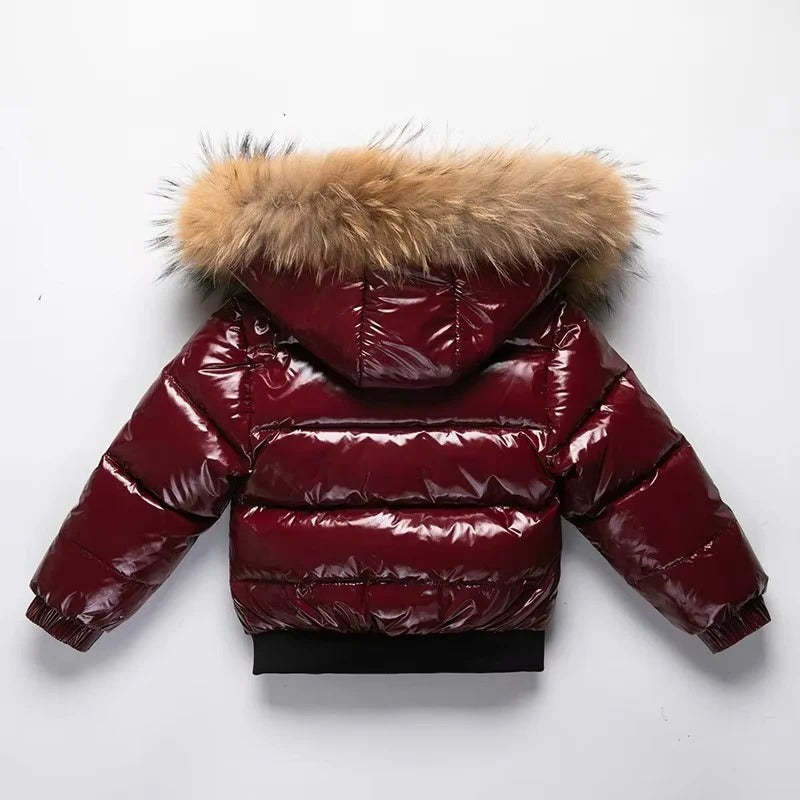Waterproof Winter Coat for Kids with Fur Hood Trim