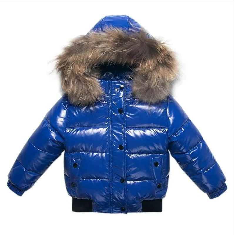 Waterproof Winter Coat for Kids with Fur Hood Trim