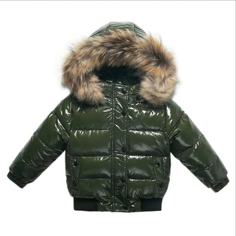 Waterproof Winter Coat for Kids with Fur Hood Trim
