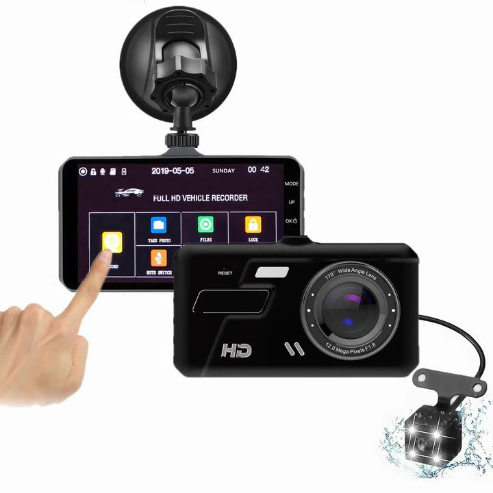 1080P Dual Dash Camera with Wide Angle Lens and 4-Inch Display