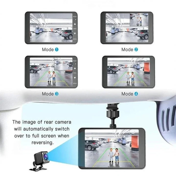 1080P Dual Dash Camera with Wide Angle Lens and 4-Inch Display