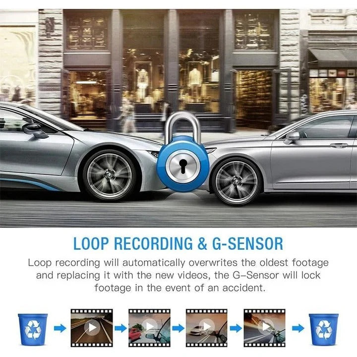 1080P Dual Dash Camera with Wide Angle Lens and 4-Inch Display
