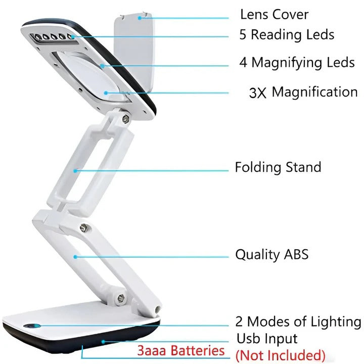 LED Lighted Floor Magnifier Lamp for Reading – Full Page Stand