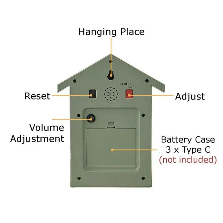 Adjustable Hourly Bird Call Wooden Cuckoo Wall Clock Decoration