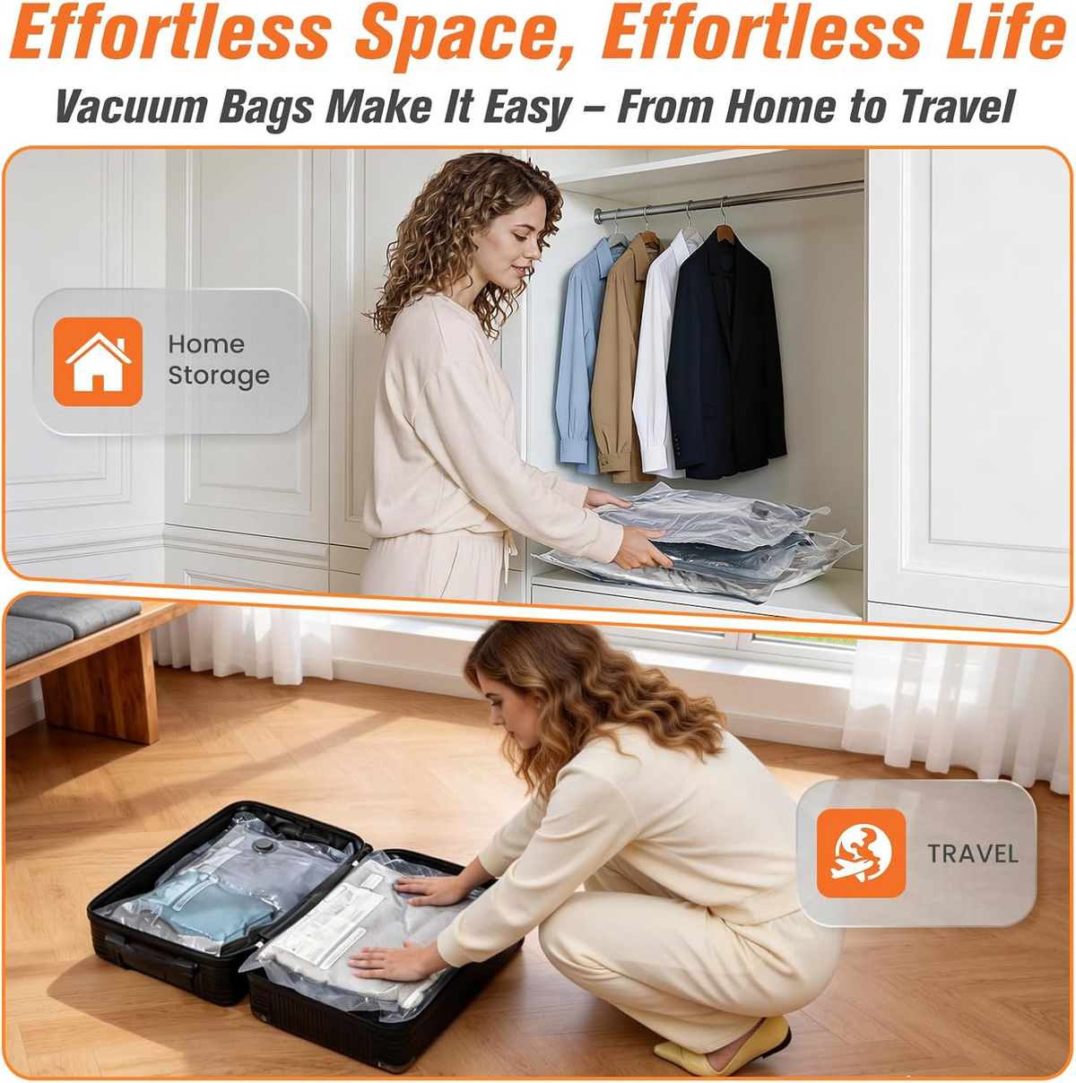 15-Piece Vacuum-Sealed Bag Set with Wireless Pump for Clothes and Bedding