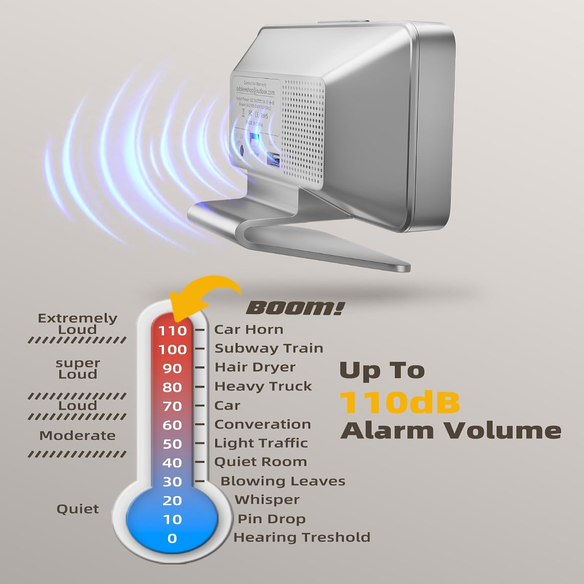 Alarm Clock with USB Charging and 2-Inch Battery Backup Display