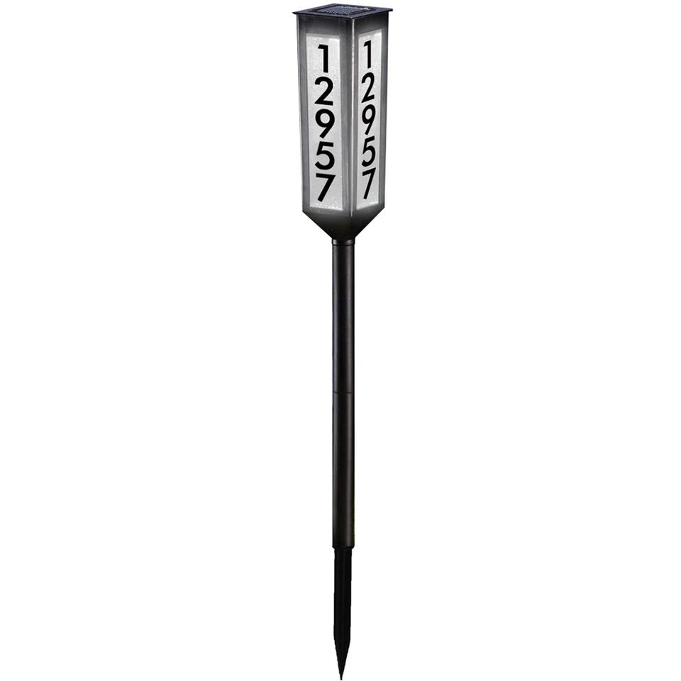Solar-Powered Address Sign Stake with Adjustable Height and Custom Numbers