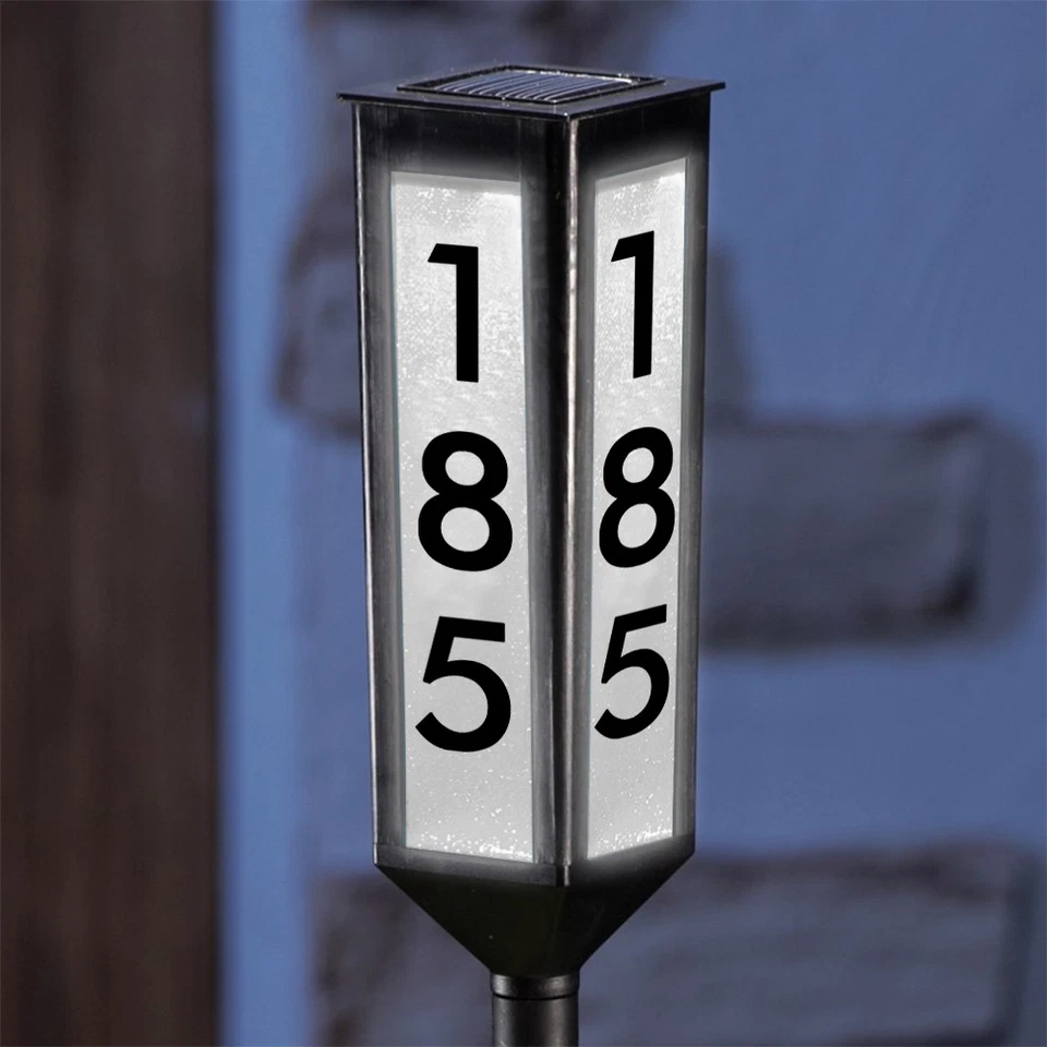 Solar-Powered Address Sign Stake with Adjustable Height and Custom Numbers