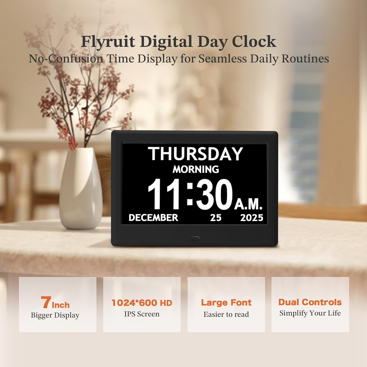 Large Display Clock for Daily Routines with Eight Activity Alerts