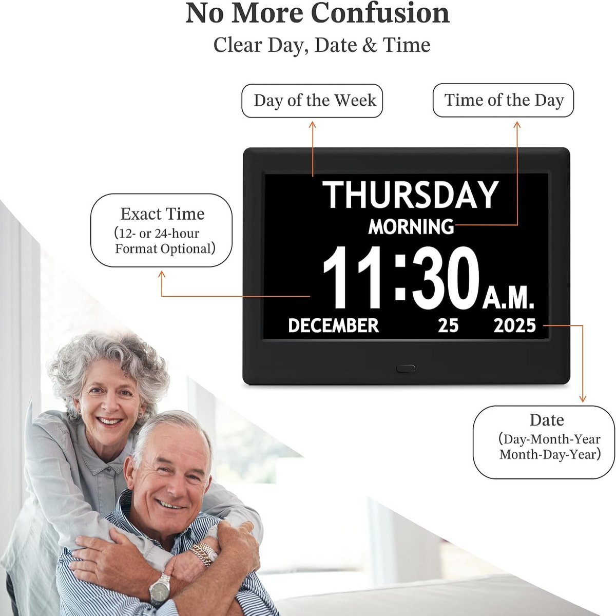Large Display Clock for Daily Routines with Eight Activity Alerts
