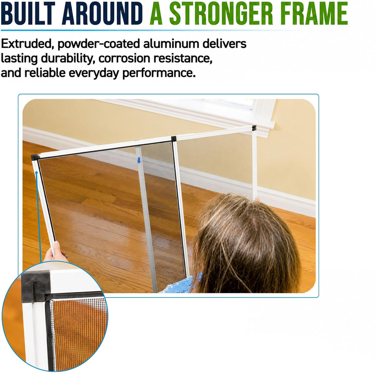 Aluminum Frame Fiberglass Window Screens with Felt Seal – Set of 2