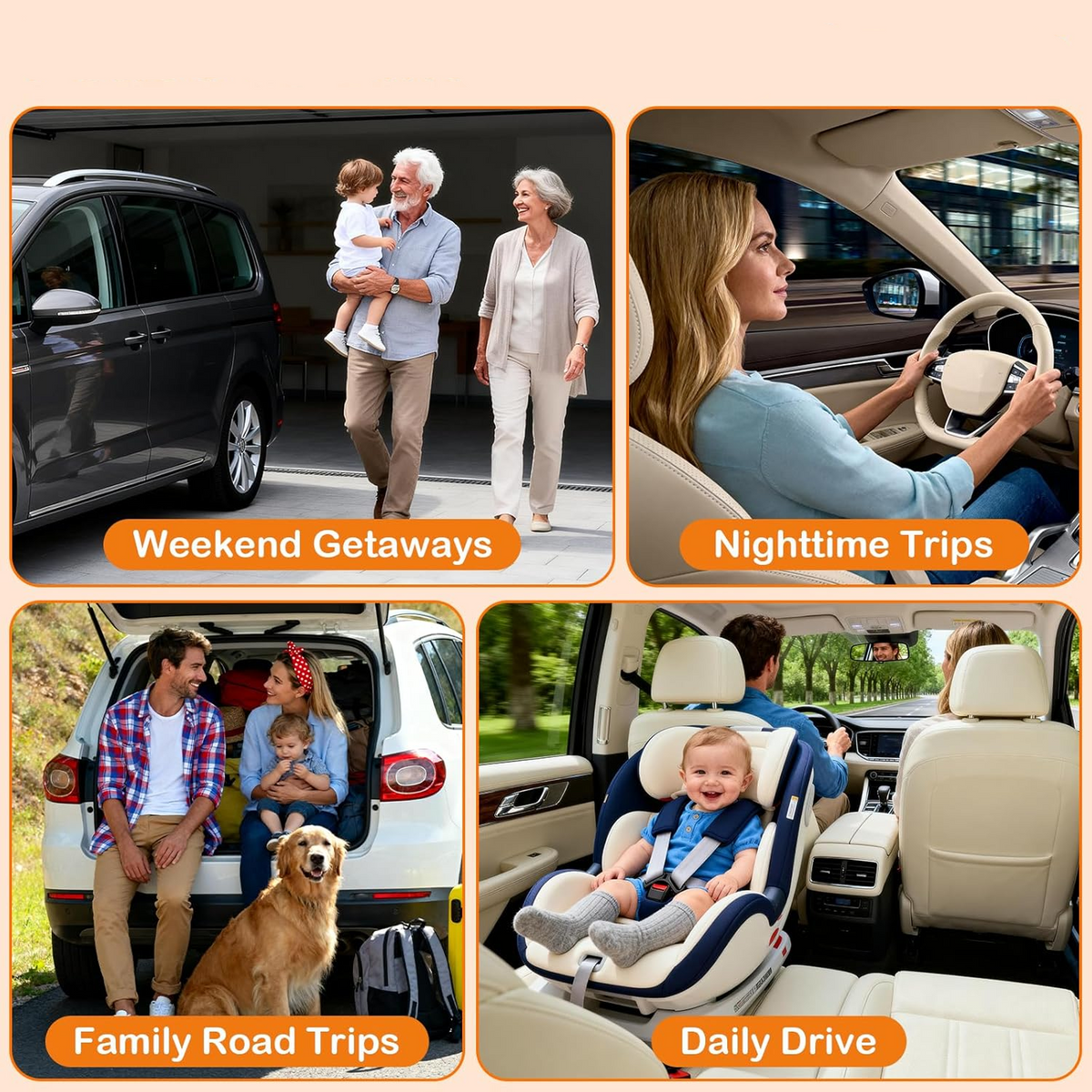 Wide Angle Camera Infant Car Seat Monitor with Infrared Night Vision
