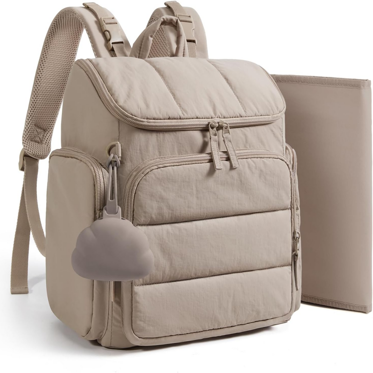 Diaper Backpack with Insulated Bottle Compartments and Stroller Clips